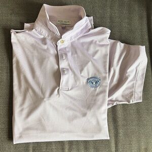 Peter millar Mens large medinah country club golf polo pink blue